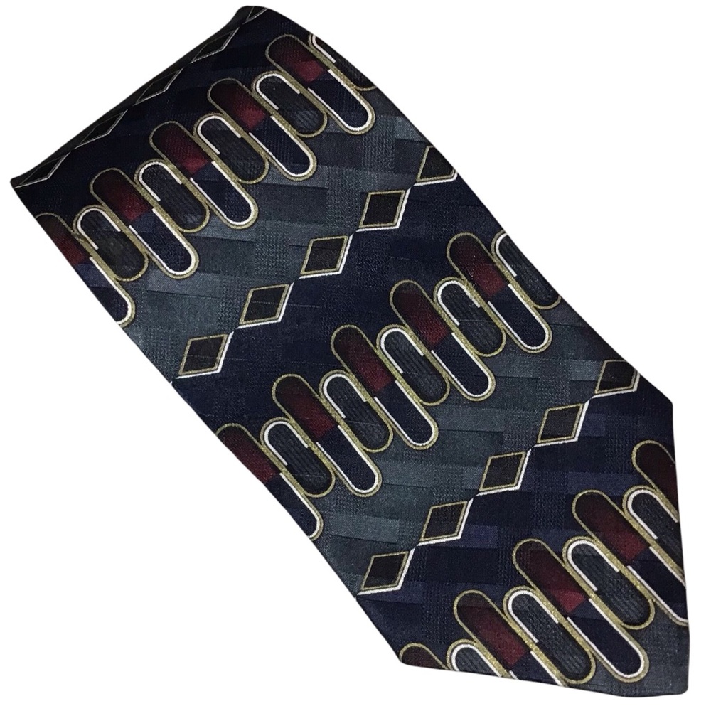 Martin Wong Silk Tie Napa CA Geometric Abstract Tied USA